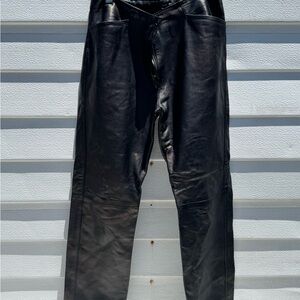 Black Leather Boot Cut Pants